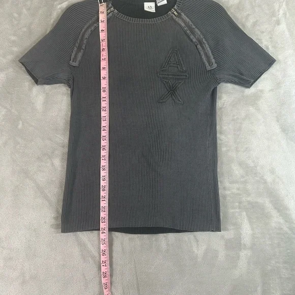 Armani Exchange Charcoal Knit ribbed sweater Top with zipper details - Picture 7 of 9